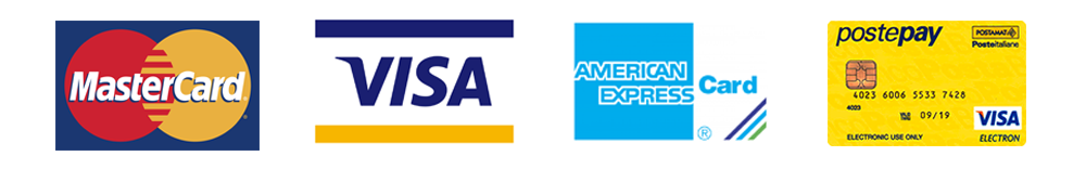 Pagamenti sicuri con Mastercard, Visa, American Express e PostePay