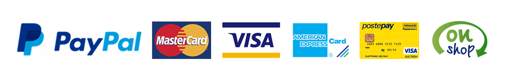 Pagamenti sicuri con PayPal, Visa, Mastercard, American Express e PostePay